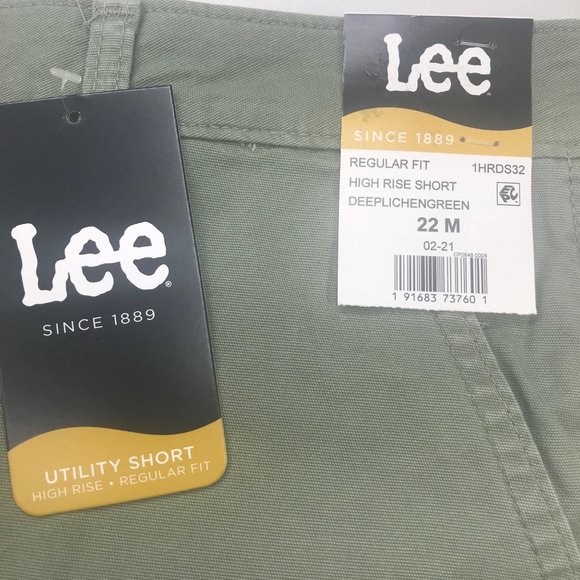 Lee Women's 22M Hi-Rise Regular Fit Deeplichengreen Utility Short New With Tags - Picture 3 of 13